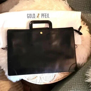 Gold Pfeil West Germany Black Leather Breif Case